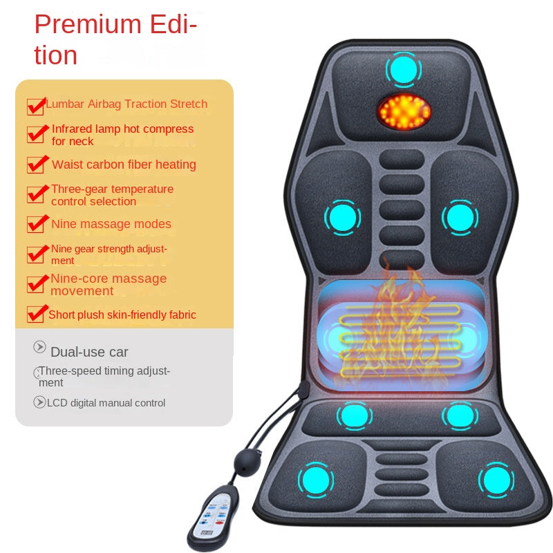Car and Home Cervical Massager Multi-functional Heating Vibration Neck and Back Massage Cushion Seat Pad
