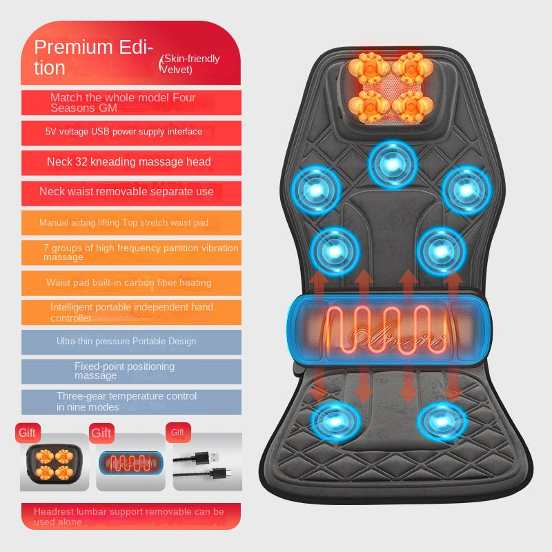 Car and Home Cervical Massager Multi-functional Heating Vibration Neck and Back Massage Cushion Seat Pad