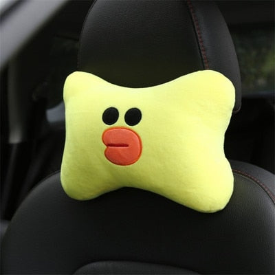 Cute Cartoon Car Headrest Pillow Brown Bear Car Neck Rest Support Automotive Interior Seat Cushion Car Accessories Car Styling